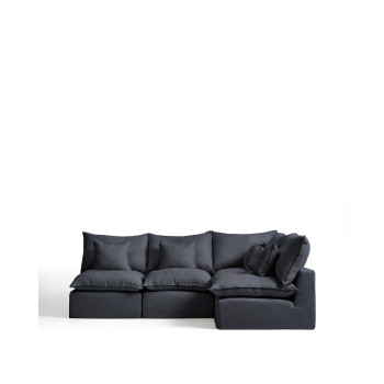 Anarela modulaire hoekbank voor 4 personen met afneembare hoes van linnen en viscose.