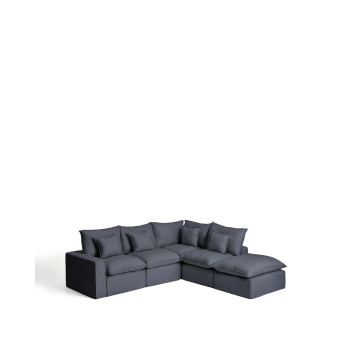 Anarela modulaire hoekbank voor 4 personen met afneembare hoes van linnen en viscose.