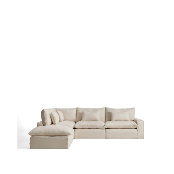 Anarela modulaire hoekbank voor 6 personen met afneembare hoes van linnen en viscose.