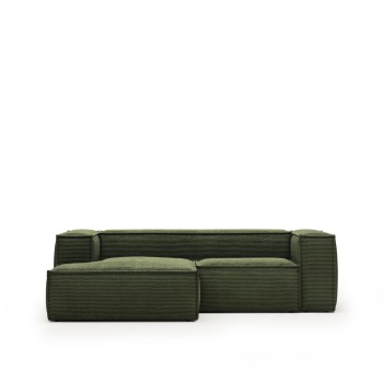 Blok 2-zitsbank met chaise longue links in dik corduroy.