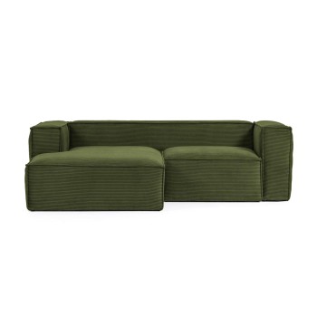Blok 2-zitsbank met chaise longue links in dik corduroy.