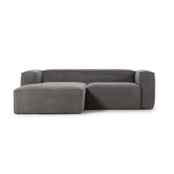 Blok 2-zitsbank met chaise longue links in dik corduroy.