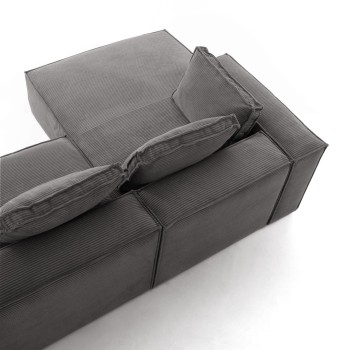 Blok 2-zitsbank met chaise longue links in dik corduroy.