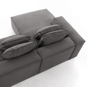 Blok 2-zitsbank met chaise longue links in dik corduroy.