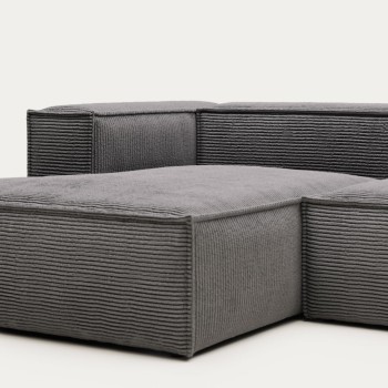 Blok 2-zitsbank met chaise longue links in dik corduroy.