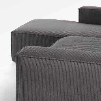 Blok 2-zitsbank met chaise longue links in dik corduroy.