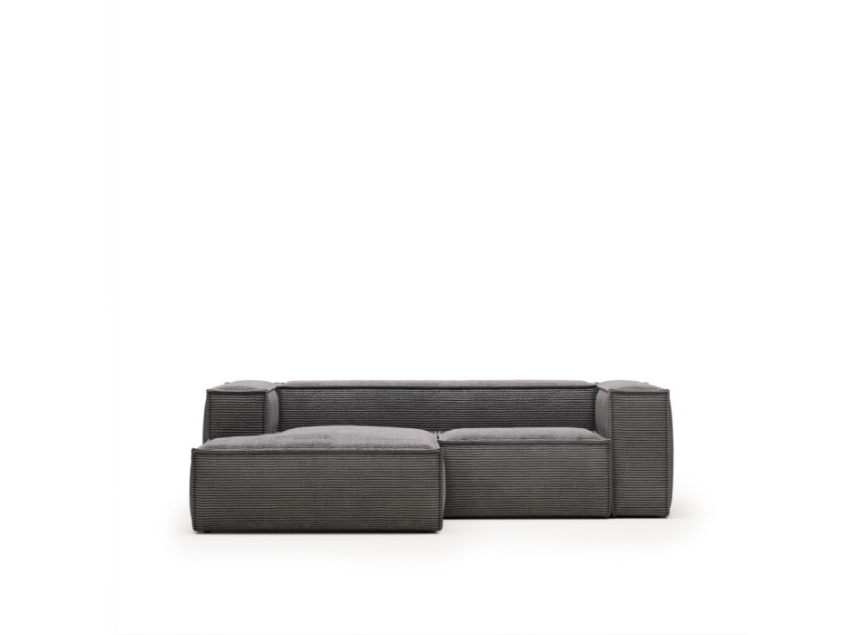 Blok 2-zitsbank met chaise longue links in dik corduroy.