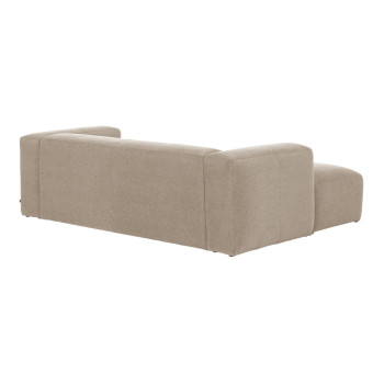 Blok 2-zitsbank in beige chenille met chaise longue links, 240 cm, FSC Mix Credit