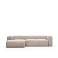 Blok 3-zitsbank met chaise longue links, beige, 300 cm
