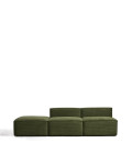 Blok 3-zitsbank met poef aan het uiteinde, uitgevoerd in dik groen corduroy, 270 cm, FSC Mix Credit