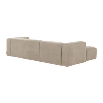 Blok 3-zitsbank in beige chenille met chaise longue links, 300 cm, FSC Mix Credit