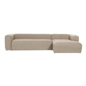 Blok 4-zitsbank met chaise longue rechts beige 330 cm