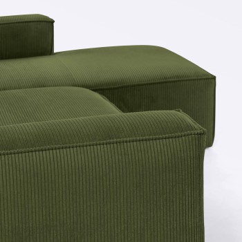 Blok 4-zitsbank met chaise longue rechts in dik corduroy.