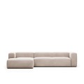 Blok 4-zitsbank met chaise longue links, beige, 330 cm