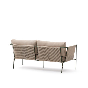 Zivia 2-zits buitenbank van ruw touw en groen gegalvaniseerd staal, 178 cm