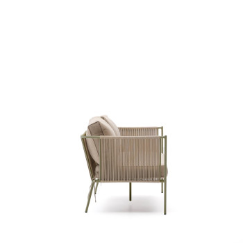 Zivia 2-zits buitenbank van ruw touw en groen gegalvaniseerd staal, 178 cm