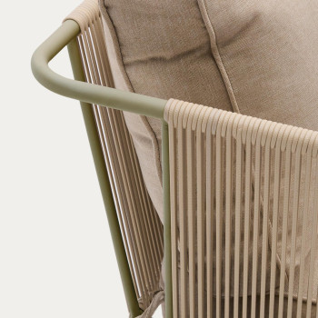 Zivia 2-zits buitenbank van ruw touw en groen gegalvaniseerd staal, 178 cm