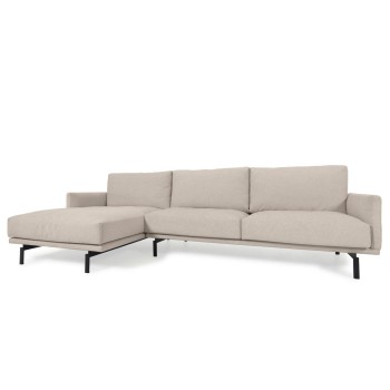Galene 3-zitsbank met chaise longue links, beige, 254 cm