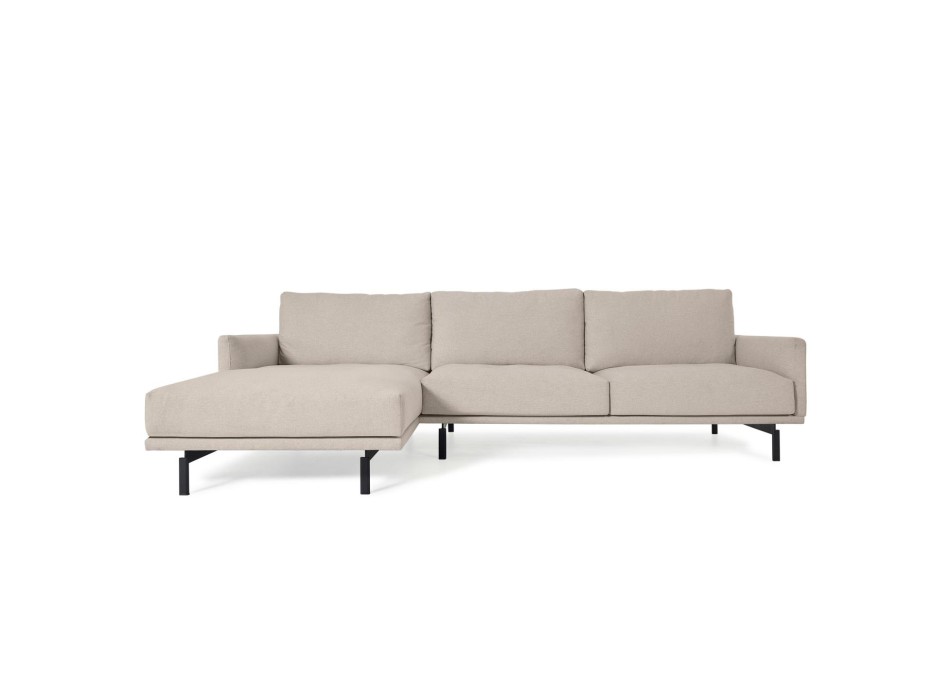 Galene 3-zitsbank met chaise longue links, beige, 254 cm