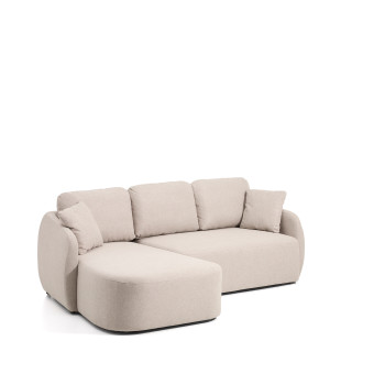 Laira 3-zits slaapbank in beige chenille met chaise longue links, 246 cm, FSC Mix Credit