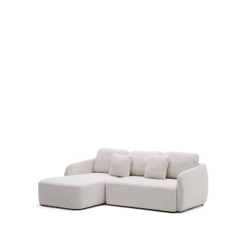 Laira 3-zits chenille slaapbank met chaise longue links, ecru, 246 cm, FSC Mix Credit
