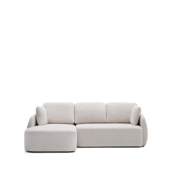 Laira 3-zits chenille slaapbank met chaise longue links, ecru, 246 cm, FSC Mix Credit