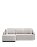 Laira 3-zits chenille slaapbank met chaise longue links, ecru, 246 cm, FSC Mix Credit