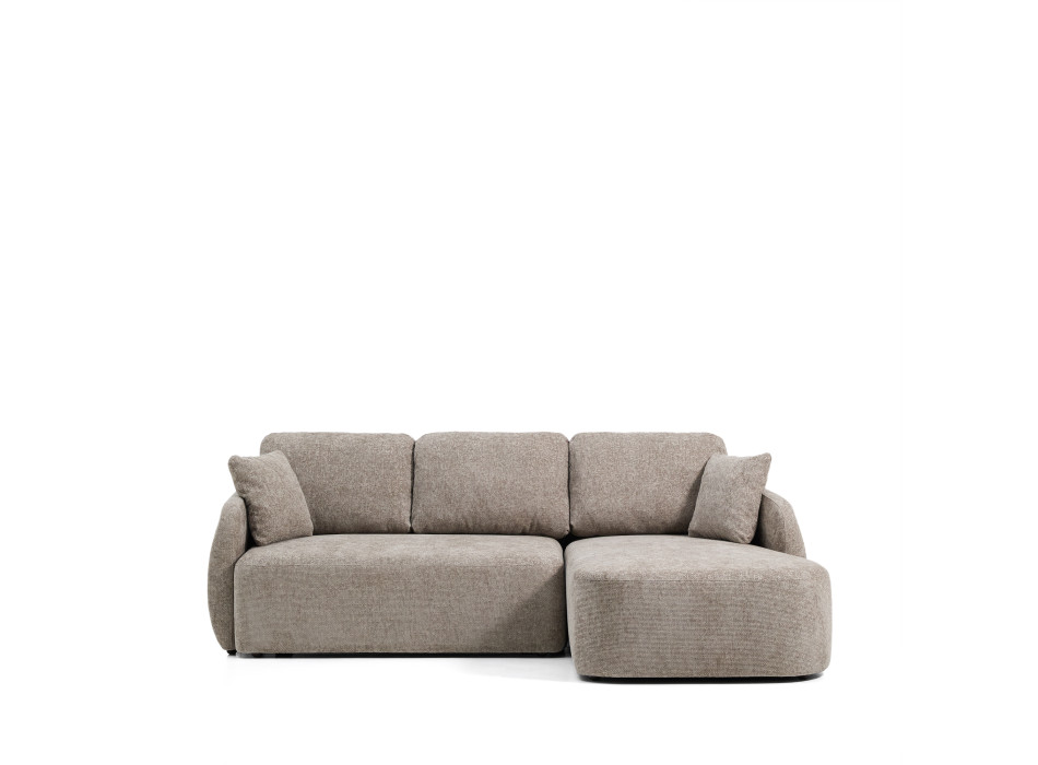 Laira 3-zits slaapbank in duifgrijze chenille met chaise longue rechts, 246 cm, FSC Mix Credit