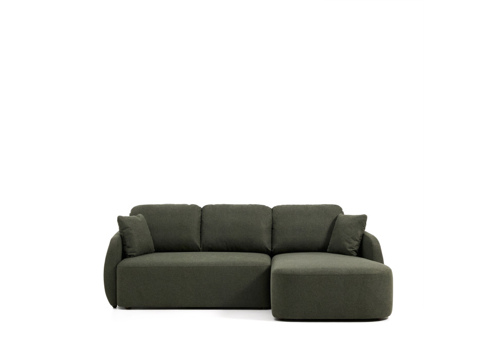 Laira 3-zits slaapbank in donkergroene chenille met chaise longue rechts, 246 cm, FSC Mix Credit