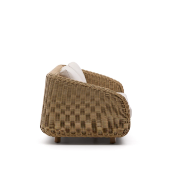 Meria 3-zitsbank van synthetisch rotan met poten van 100% FSC-gecertificeerd massief acaciahout, 208 cm.