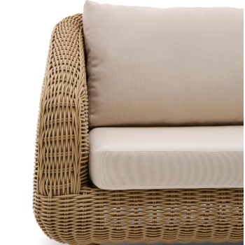 Meria 3-zitsbank van synthetisch rotan met poten van 100% FSC-gecertificeerd massief acaciahout, 208 cm.