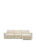 Alea modulaire bank met 4 zitplaatsen en afneembare chenille hoes, chaise longue rechts, ecru, 310 cm