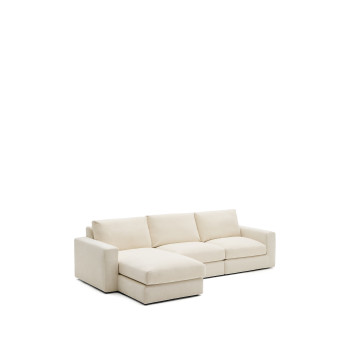 Alea modulaire bank met 4 zitplaatsen en afneembare chenille hoes, chaise longue links, ecru, 310 cm