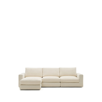 Alea modulaire bank met 4 zitplaatsen en afneembare chenille hoes, chaise longue links, ecru, 310 cm