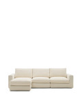 Alea modulaire bank met 4 zitplaatsen en afneembare chenille hoes, chaise longue links, ecru, 310 cm