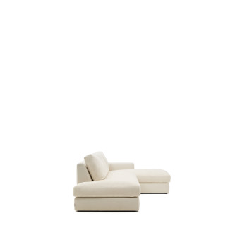 Alea 5-zits modulaire bank met afneembare chenille hoes, chaise longue rechts, ecru, 340 cm