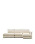 Alea 5-zits modulaire bank met afneembare chenille hoes, chaise longue rechts, ecru, 340 cm