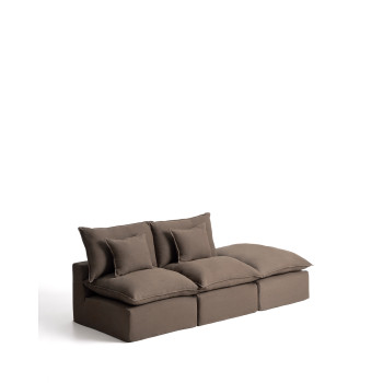 Anarela 2-zits modulaire bank met afneembare hoes en linnen eindstuk.