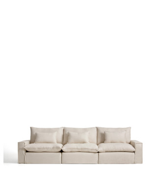 Anarela modulaire bank met 5 zitplaatsen en afneembare hoes van linnen en viscose.