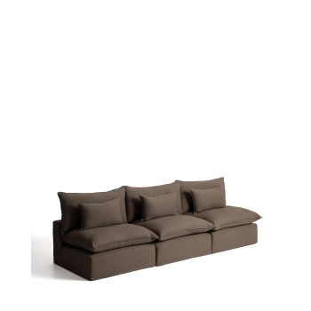 Anarela modulaire bank met 5 zitplaatsen en afneembare hoes in duifgrijs linnen, 330 cm, FSC Mix Credit