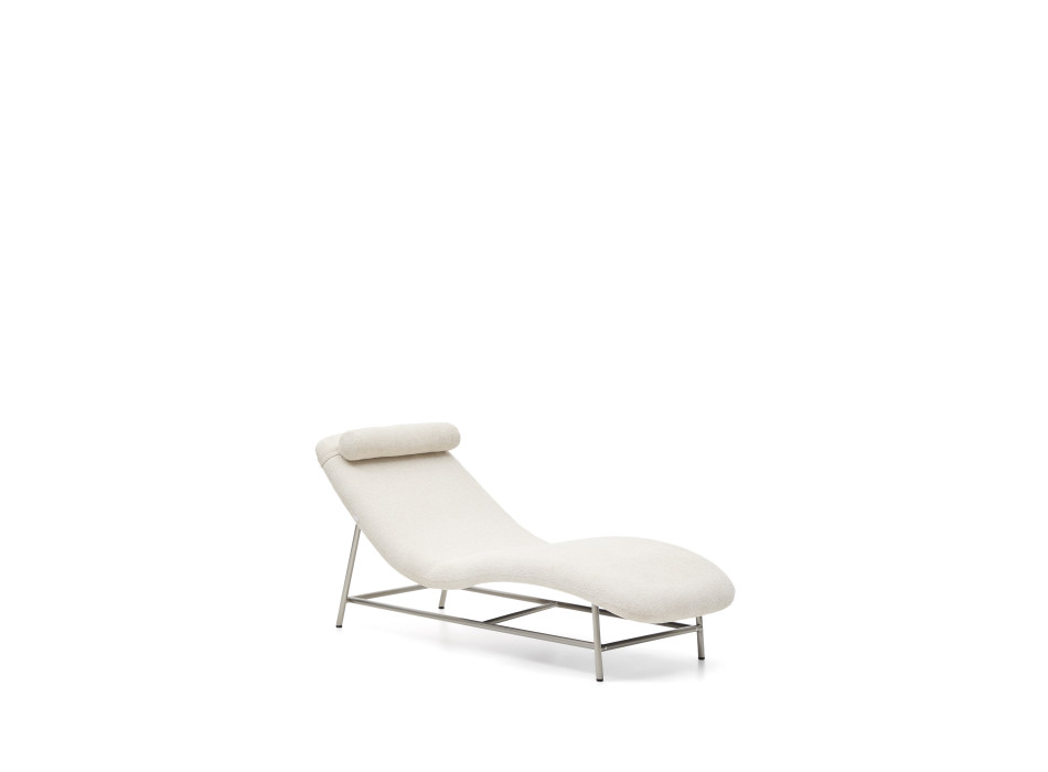 Osla sofa in beige chenille met poten van geborsteld roestvrij staal, 175 cm