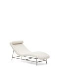 Osla sofa in beige chenille met poten van geborsteld roestvrij staal, 175 cm