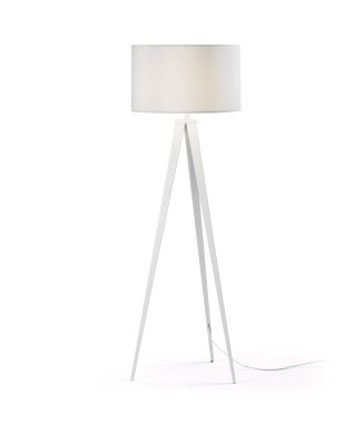 Iguazu vloerlamp, wit. Witte stof.