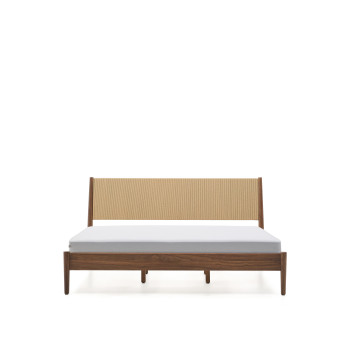 Elan-bed, walnootfineer en massief hout, matras van 180x200 cm, FSC Mix Credit