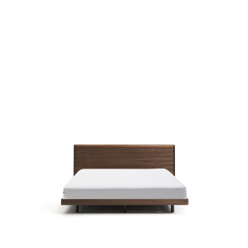 Norlen bed in walnootfineer met donkere afwerking en LED-verlichting voor matras 180 x 200 cm FSC Mix Credit