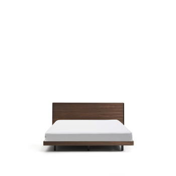 Norlen bed in walnootfineer met donkere afwerking en LED-verlichting voor matras 180 x 200 cm FSC Mix Credit