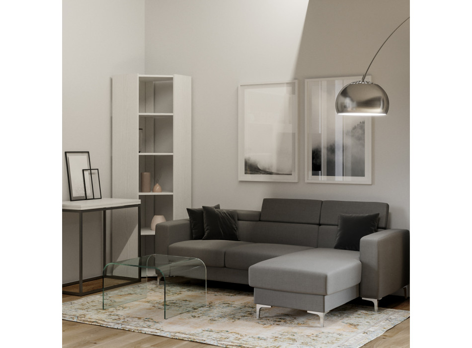 Kato hoekboekenkast - Kato hoekcompositie met 6 planken, 2 zijpanelen + 2 achterpanelen, wit essenhout