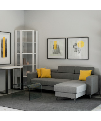 Kato hoekboekenkast - Kato hoekcompositie B 6R 4 lange panelen + 2 achterpanelen wit essenhout