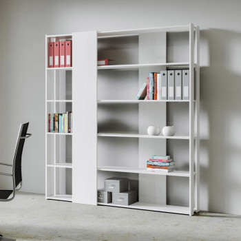 Kato Boekenkast - Composition B Kato 6R 2 zijden 4 lange banden Wit essenhout