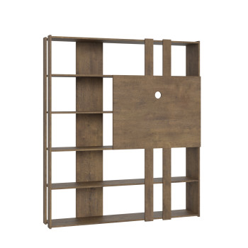 Kato Boekenkast TV-meubel - Composition L Kato 6R 2 zijden 2 lange banden 2 korte banden 2 middelgrote banden TV-paneel Wit essenhout